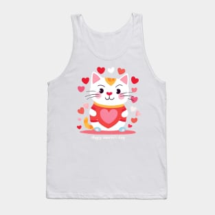 Heartfelt Whiskers: A Valentine's Day Feline Fantasy Tank Top